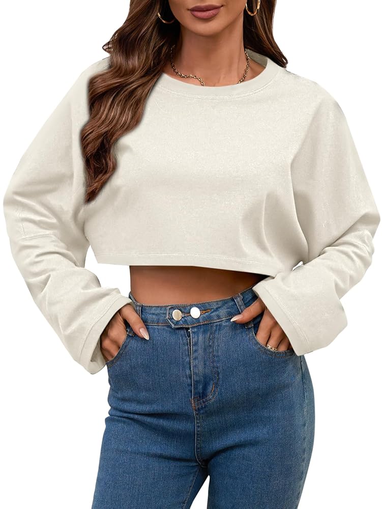 Amazon.com: Remidoo Women's Casual Long Sleeve Cropped